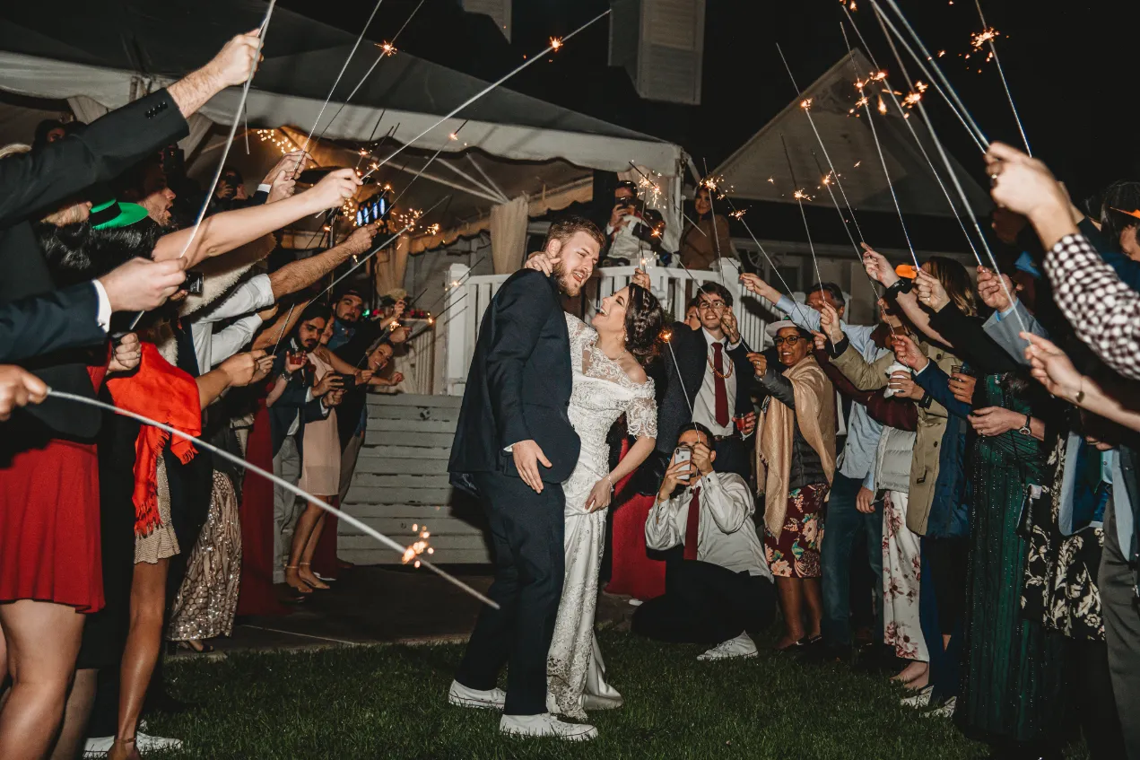 sparklers on the lawn